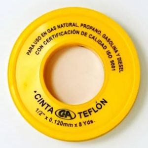 CINTA TEFLON AMARILLA P/GAS 1/2" 0.075" 0.8G